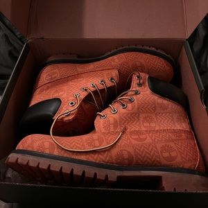 Monogram textured timberlands.